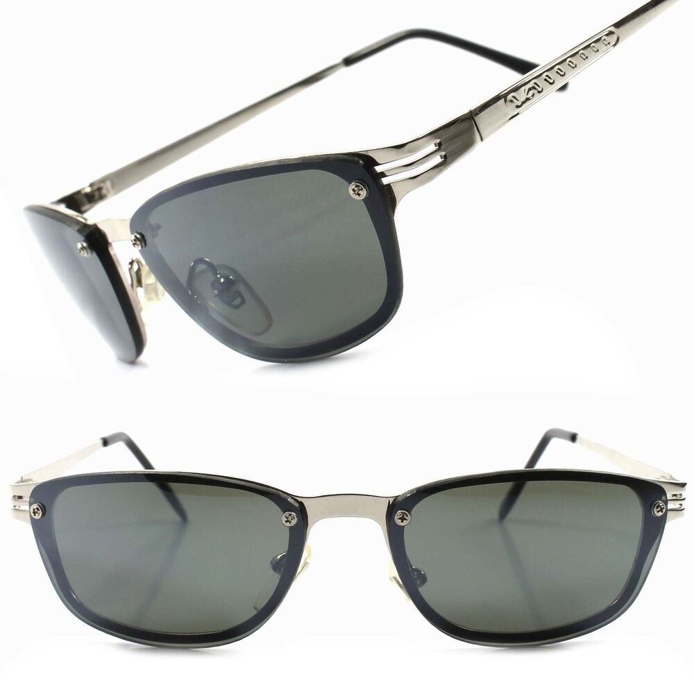 True Vintage Old Fashion Indie Stylish Mens Silver Rectangle Hipster Sunglasses